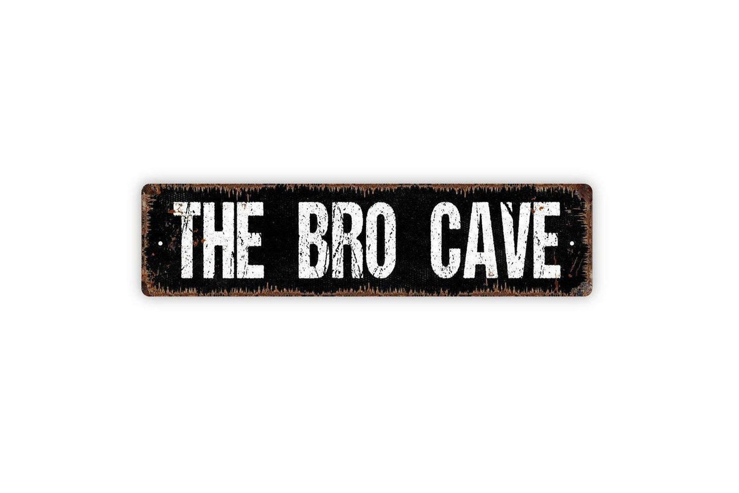 The Bro Cave Sign | Funny Man Cave Wall Decor | Metal Sign or Vinyl Sticker for Garage Basement Bar Dorm Game Room