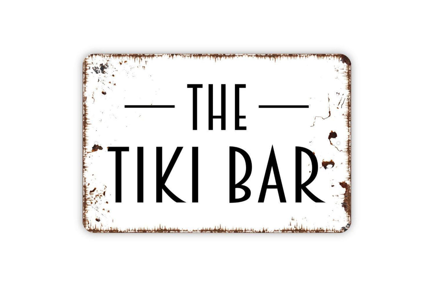 The Tiki Bar Sign | Tropical Luau Party Beach Decor | Metal Sign or Vinyl Sticker for Patio Backyard Pool Bar Home