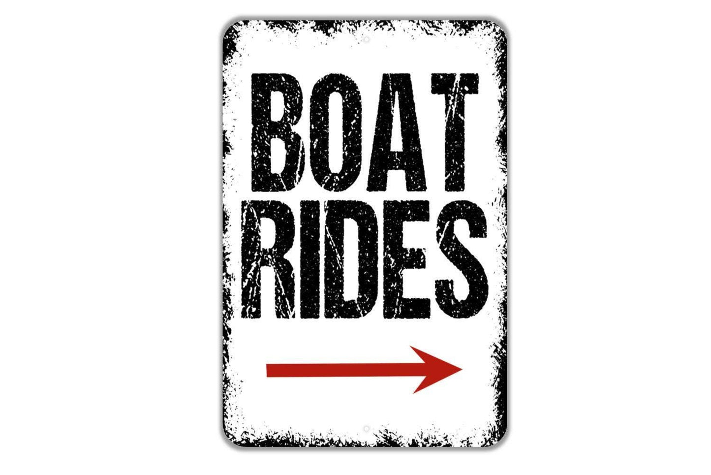 Boat Rides With Right or Left Arrow Sign - Metal Indoor or Outdoor Wall Art