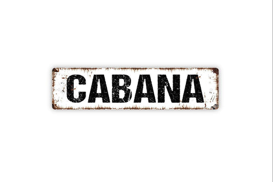 Cabana Sign - Swimming Pool Backyard Paradise Beach Vinyl Sticker Or  Street Metal Sign or Door Name Plate Plaque