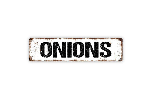 Onions Sign Metal or Vinyl Sticker | Farm Fresh Produce Sign | Rustic Kitchen Decor | Farmers Market Sticker | Country Farmhouse Wall Art