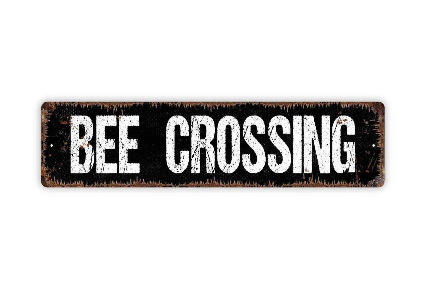 Bee Crossing Sign -Apiary Farm Fresh Bumble Bee Honey Nectar Beekeeper Vinyl Sticker Or  Street Metal Sign or Door Name Plate Plaque