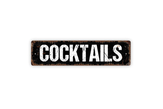 Cocktails Sign - Bar Pub Drinks Mocktails Vinyl Sticker Or  Street Metal Sign or Door Name Plate Plaque