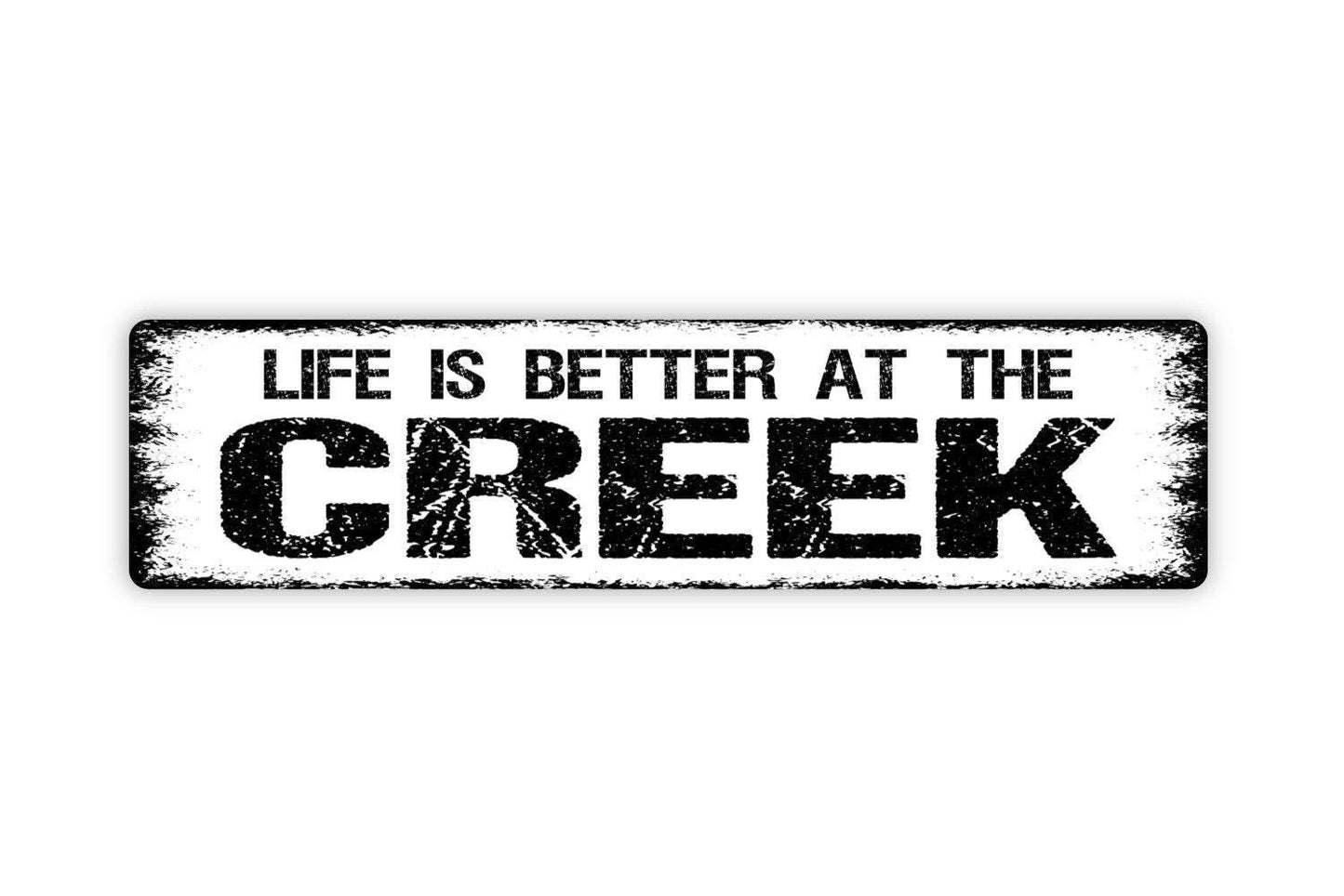 Life Is Better At The Creek Metal Sign, Modern Wall Art Metal Or Canvas Farmhouse Style Living Room Decor, Rustic Street Sign Plaque