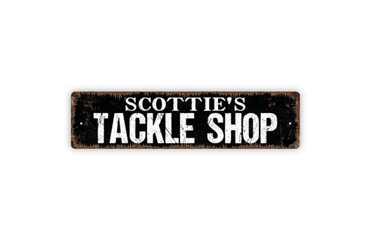 Personalized Tackle Shop Sign - Custom Metal Sign, Vinyl Sticker Or  Street Sign or Door Name Plate Plaque
