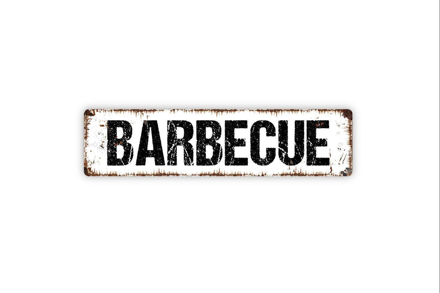 Barbecue Sign - BBQ Kitchen Grill Vinyl Sticker Or  Metal Street Sign or Door Name Plate Plaque