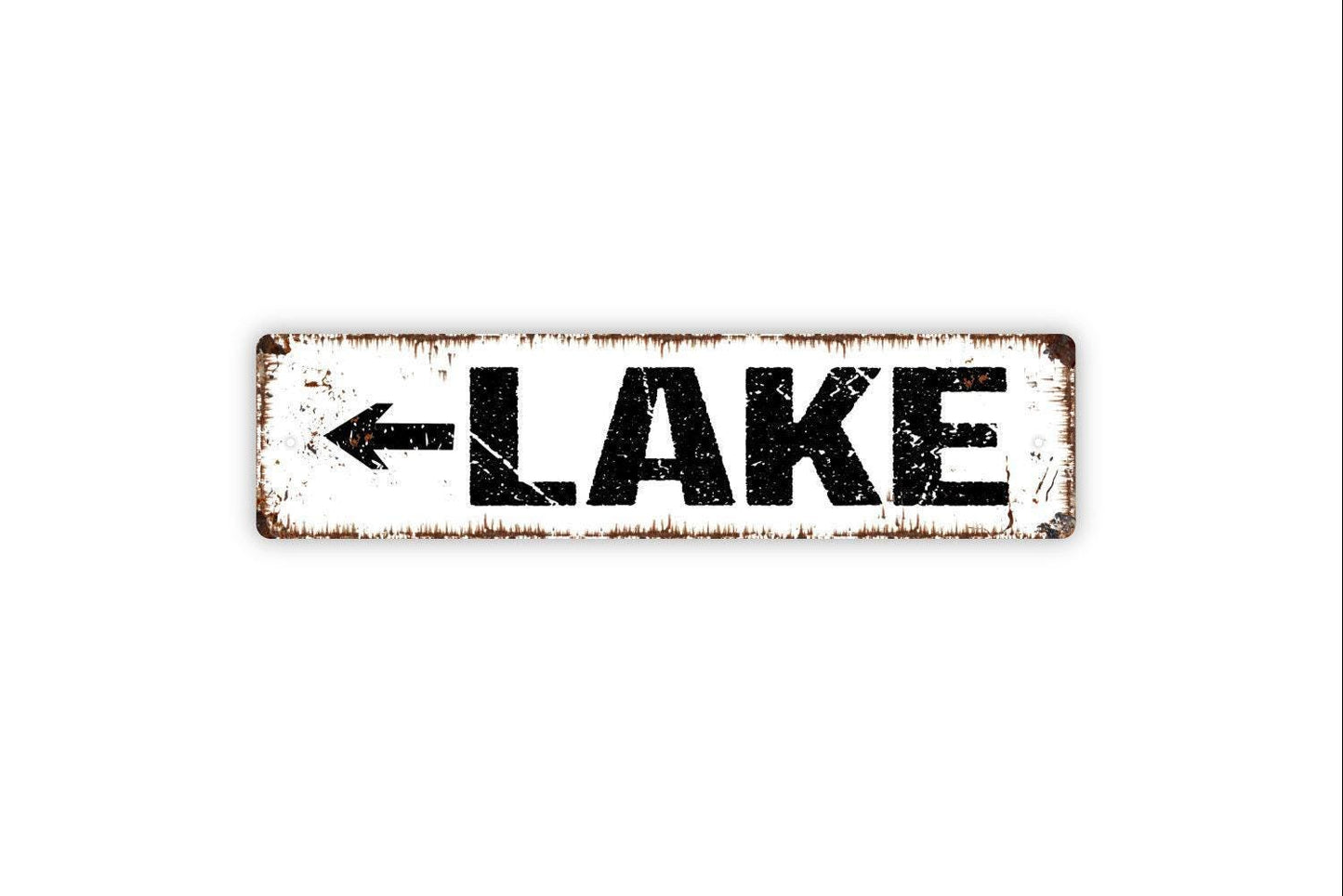 Lake Arrow Sign | Rustic Metal Sign or Vinyl Sticker | Left or Right Arrow | Cabin, Dock, Lake House, or Outdoor Retreat Decor