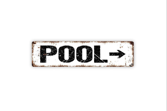 Swimming Pool With Right or Left Arrow Sign - Vinyl Sticker Or  Custom Metal Street Sign or Door Name Plate Plaque