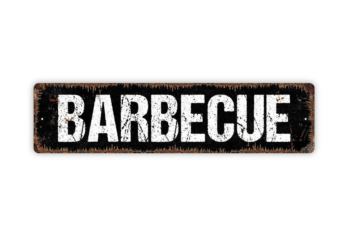 Barbecue Sign - BBQ Kitchen Grill Vinyl Sticker Or  Metal Street Sign or Door Name Plate Plaque