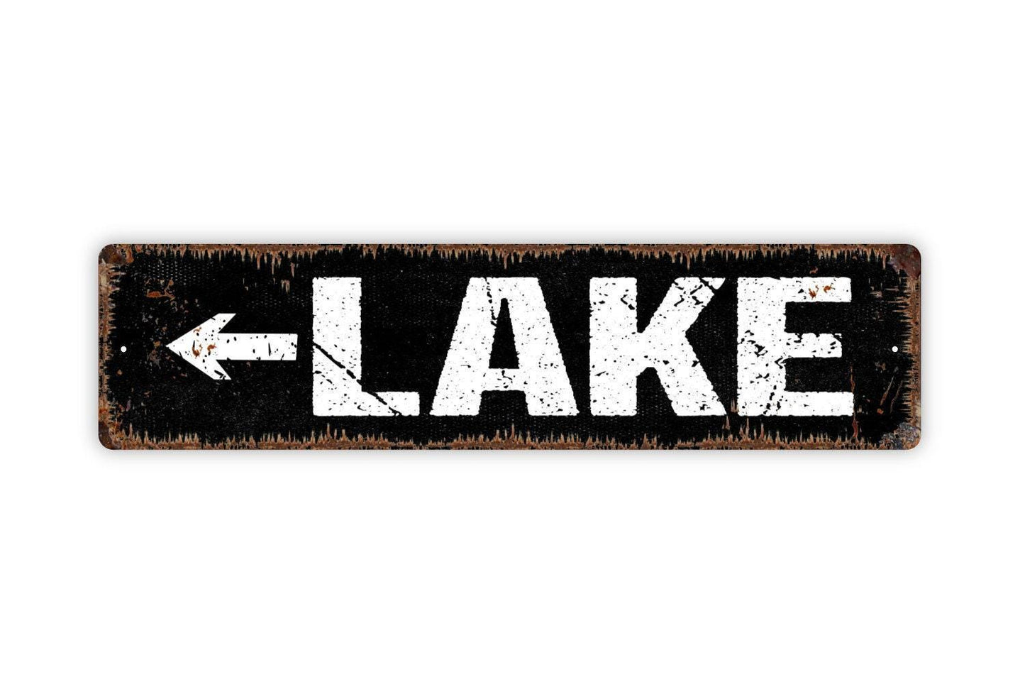 Lake Arrow Sign | Rustic Metal Sign or Vinyl Sticker | Left or Right Arrow | Cabin, Dock, Lake House, or Outdoor Retreat Decor