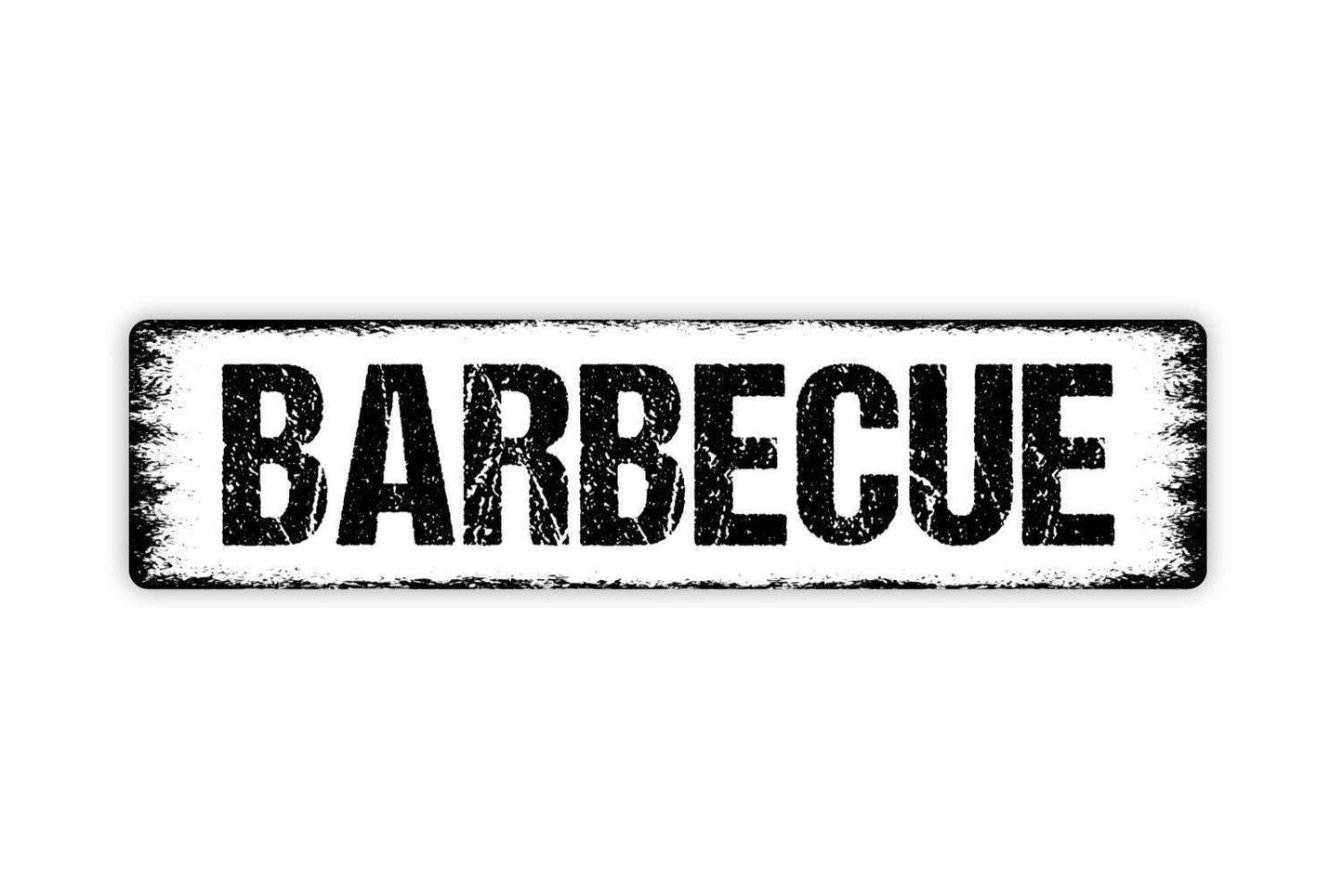 Barbecue Sign - BBQ Kitchen Grill Vinyl Sticker Or  Metal Street Sign or Door Name Plate Plaque