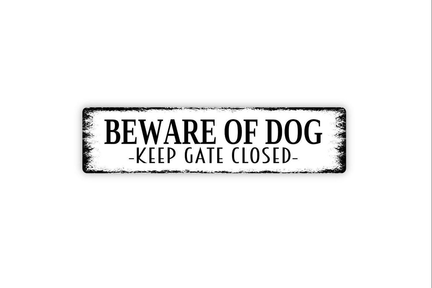 Beware Of Dog Keep Gate Closed Sign | Dog Warning Security Sign | Metal Sign or Vinyl Sticker for Yard Fence Home Property
