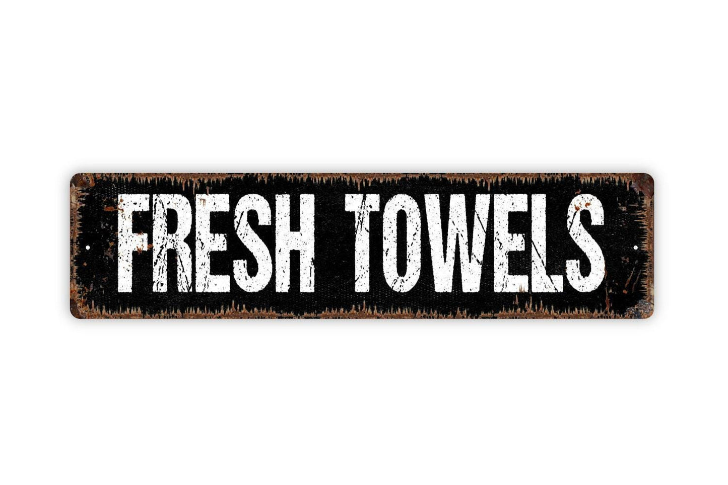 Fresh Towels Sign – Bathroom Guest Room Spa Hotel Wall Decor – Rustic Farmhouse Laundry Washroom Sign – Metal Sign or Sticker