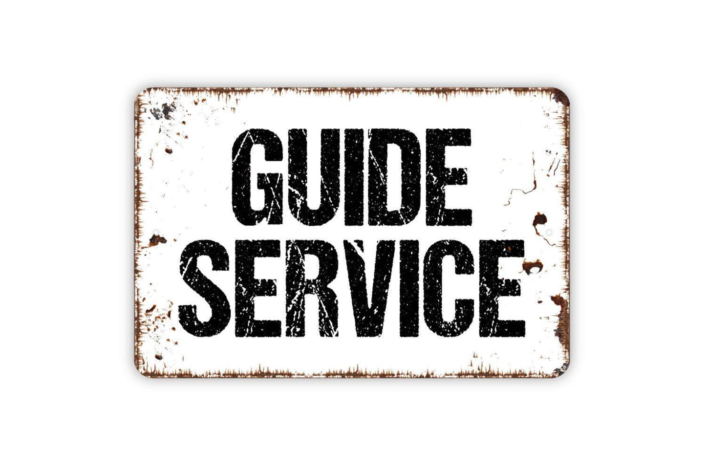 Guide Service Sign | Rustic Hunting Fishing Outdoor Decor | Metal Sign or Vinyl Sticker for Cabin Lodge Camp Lake House