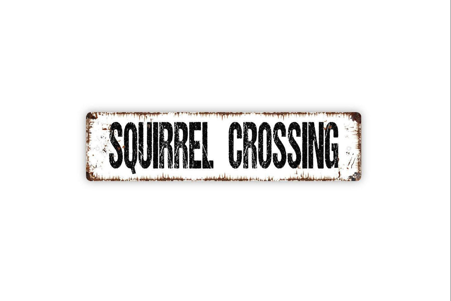 Squirrel Crossing Sign, Funny Farm Ranch Metal Sign, Farmhouse Style Decor, Vinyl Sticker Or  Street Sign or Door Name Plate Plaque