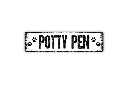 Potty Pen Sign - Dog Puppy Pad Potty Training Area Vinyl Sticker Or  Metal Street Sign or Door Name Plate Plaque
