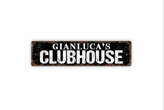 Personalized Clubhouse Sign - Kids Treehouse Fort Man Cave She Shed Vinyl Sticker Or  Street Metal Sign or Door Name Plate Plaque