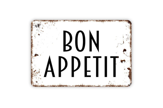 Bon Appetit Sign | French Kitchen Dining Room Wall Decor | Metal Sign or Vinyl Sticker for Restaurant Cafe Bistro Home