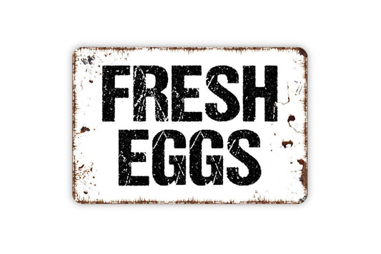 Fresh Eggs Sign | Rustic Farmhouse Kitchen Wall Decor | Farm Fresh Egg Coop Barnyard Market Wall Art | Metal Sign or Vinyl Sticker