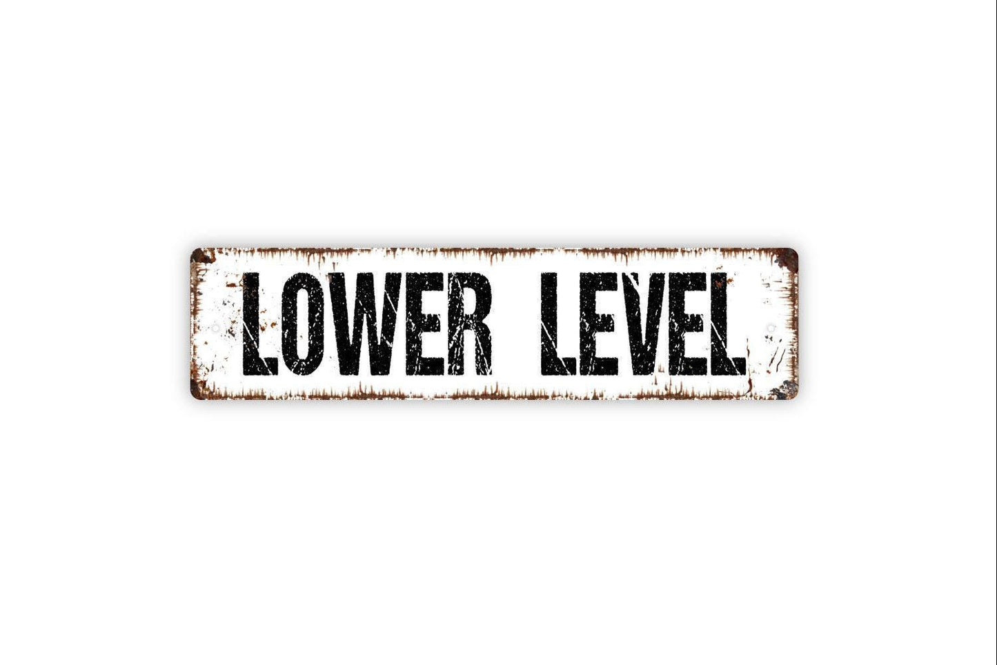 Lower Level Sign | Directional Wall Sign | Metal Sign or Vinyl Sticker for Basement, Office, Building, School, or Business