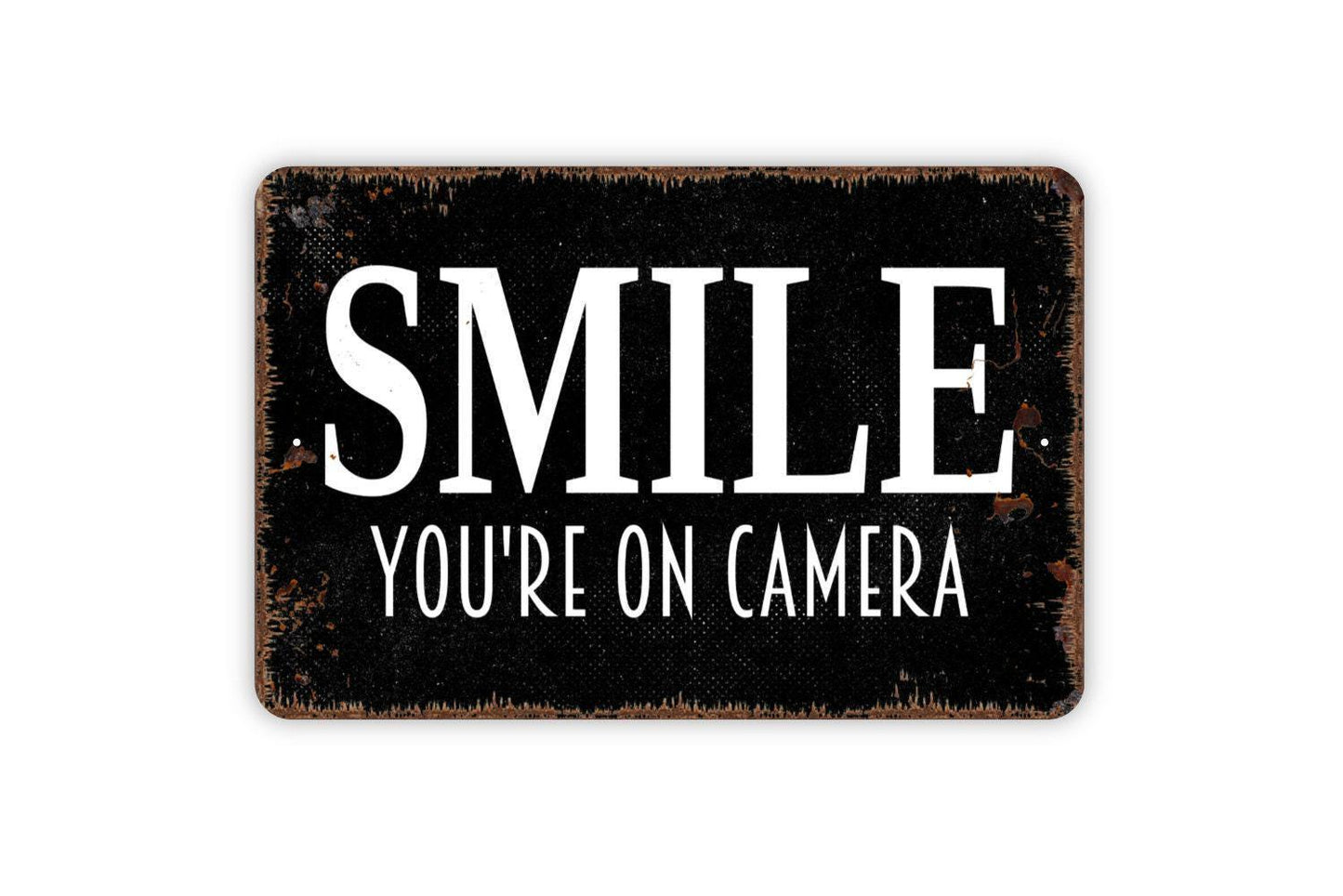 Smile You’re On Camera Sign – Security Warning Wall Decor – Outdoor Yard or Fence Sign – Metal Sign or Vinyl Sticker
