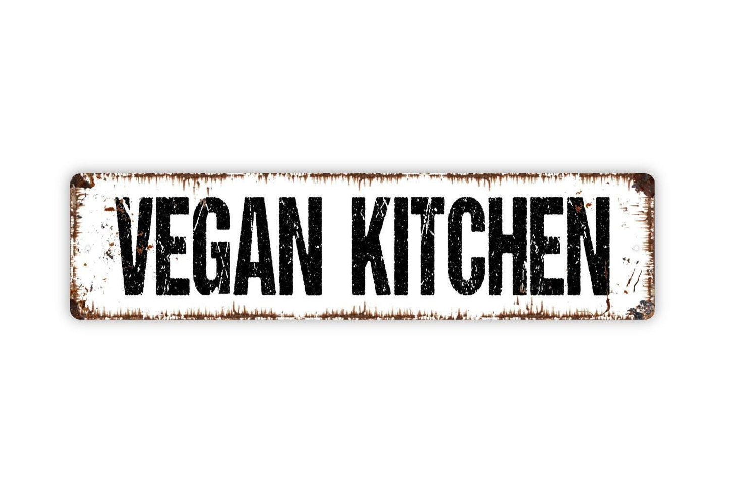 Vegan Kitchen Sign - No Meat No Dairy Kitchen Cafe Pantry Vinyl Sticker Or  Street Metal Sign or Door Name Plate Plaque