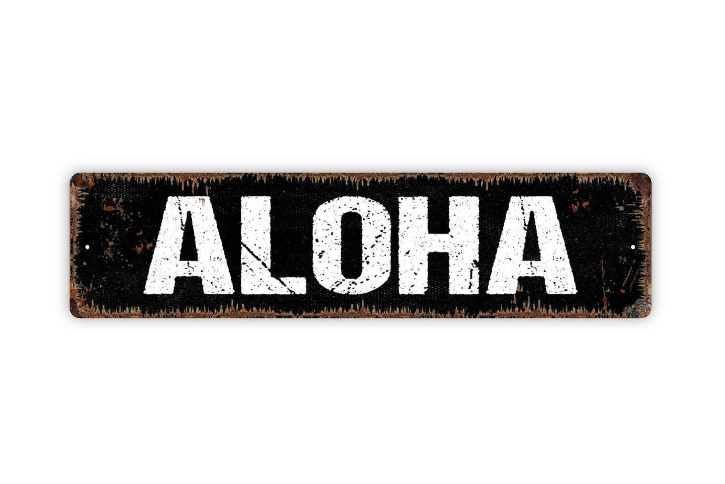 Aloha Sign | Hawaiian Welcome Sign | Rustic Tropical Wall Decor | Custom Metal Sign or Vinyl Sticker | Beach House or Luau Party Art