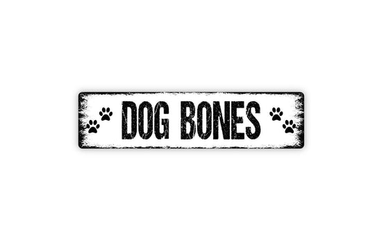 Dog Bones With Paw Prints Sign - Treats Container Bin Doggy Doggie Dog Pup Puppy Metal Street Sign or Door Name Plate Indoor or Outdoor Use