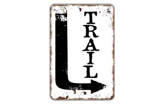 Trail With Right or Left Arrow Sign - Metal Indoor or Outdoor Wall Art