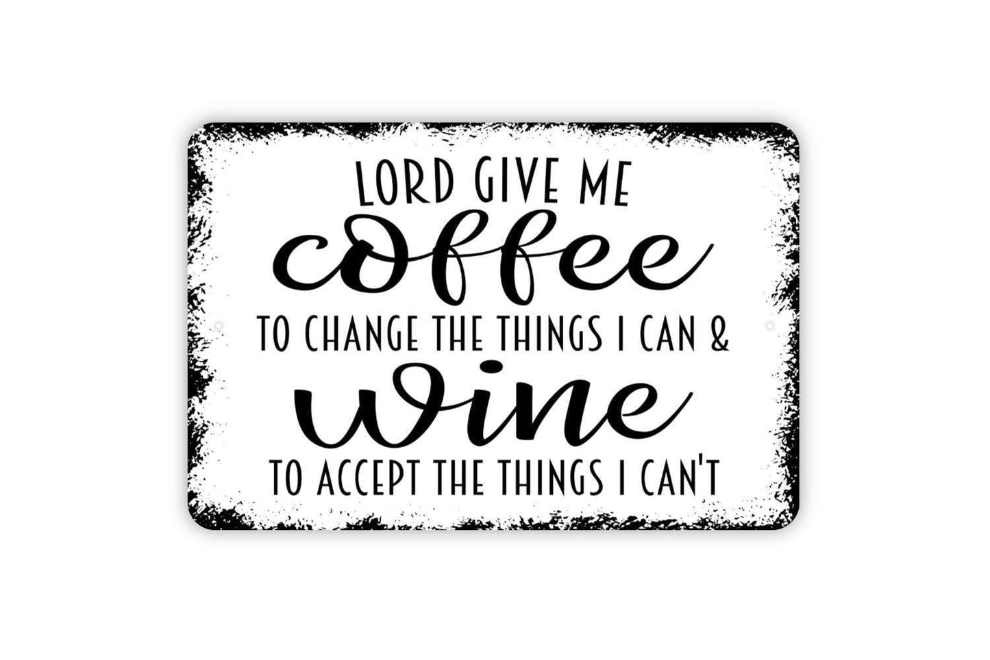 Coffee Serenity Prayer Sign | Funny Kitchen Wall Decor | Metal Sign or Vinyl Sticker for Coffee Bar, Home, or Office