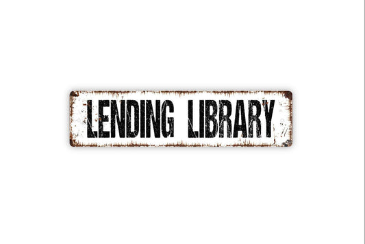 Lending Library Sign - Read Reading Corner Nook Vinyl Sticker Or  Street Metal Sign or Door Name Plate Plaque