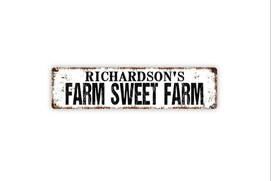 Personalized Farm Sweet Farm Sign, Custom Metal Sign, Vinyl Sticker Or  Street Sign or Door Name Plate Plaque