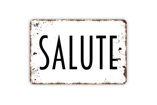 Salute Sign | Italian Cheers Bar or Kitchen Wall Sign | Wine Cellar or Dining Room Décor Metal Salute Sign or Vinyl Sticker Gift for Home