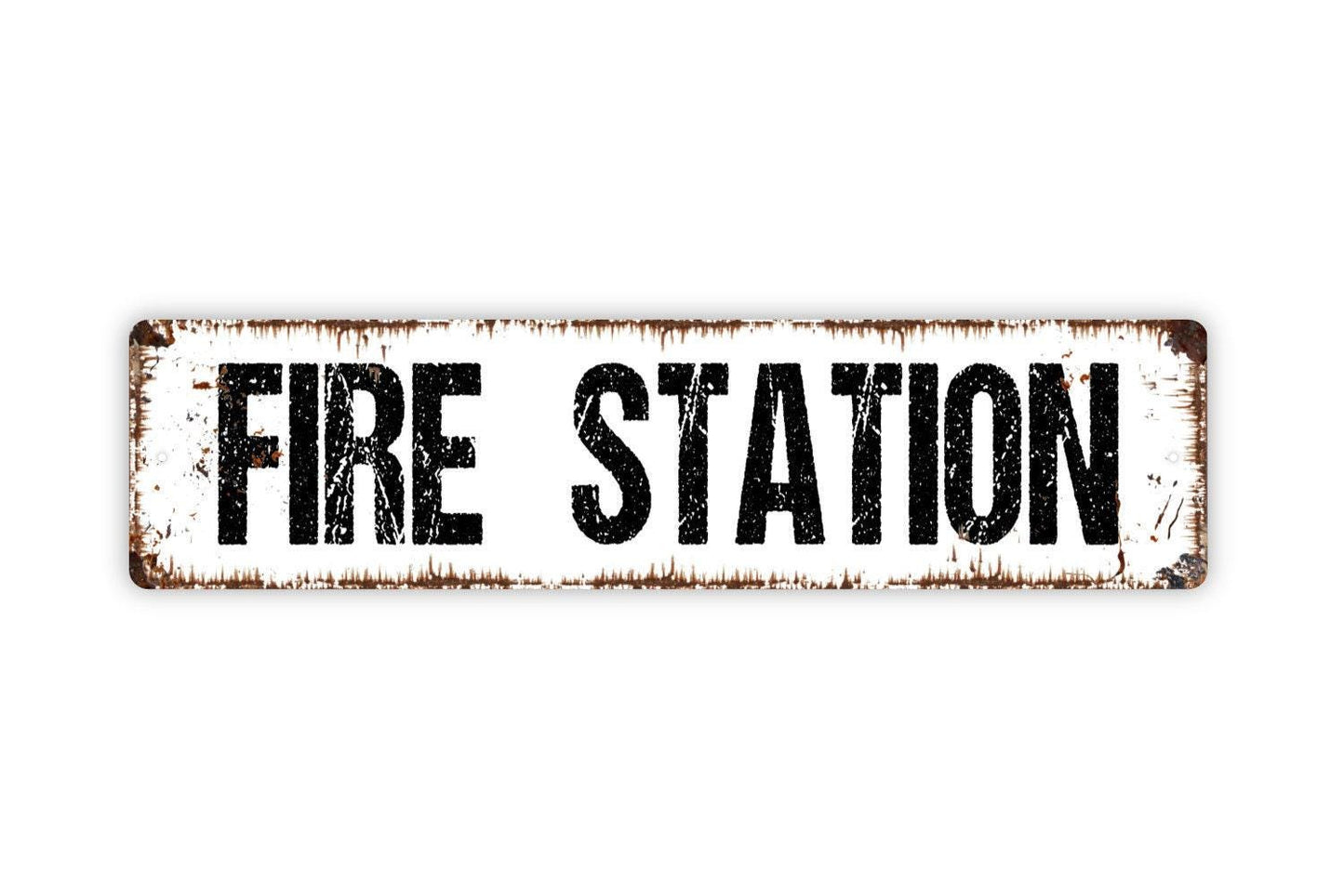 Fire Station Sign Metal or Vinyl Sticker | Firefighter Wall Decor | Firehouse Gift | Fire Department Station Sign | Custom Size Options