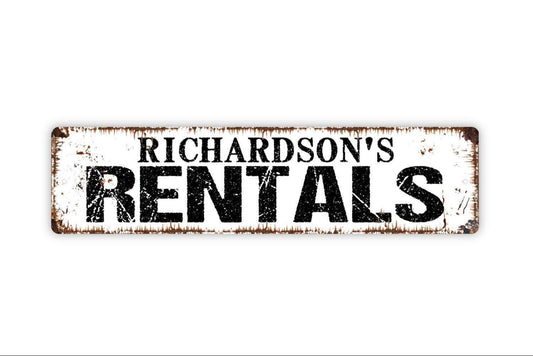 Personalized Rentals Sign, Custom Metal Sign, Vinyl Sticker Or  Street Sign or Door Name Plate Plaque