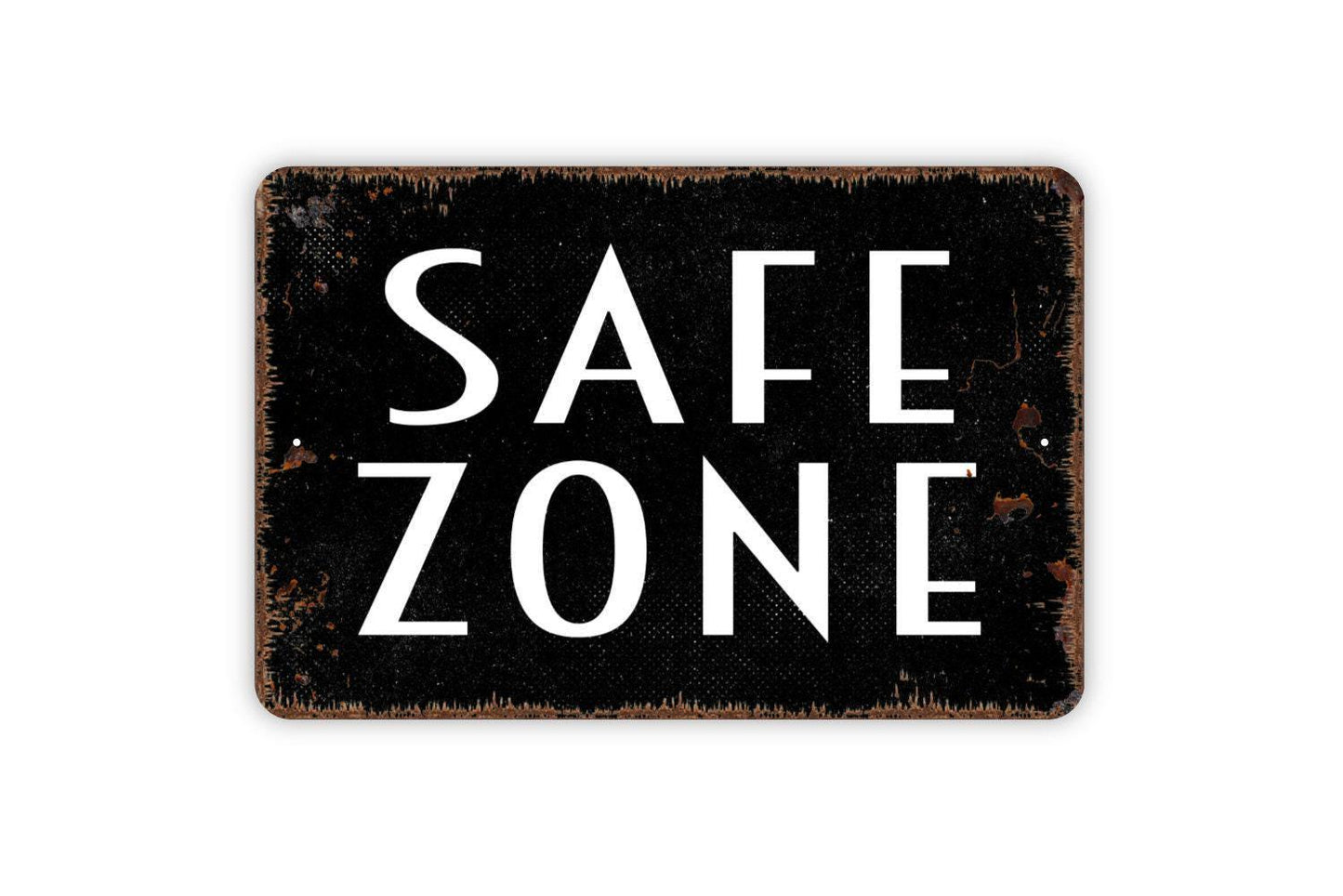 Safe Zone Sign | Funny Security Safe Place Sign | Metal Sign or Vinyl Sticker for Home Office Dorm Garden Fence Door Decor