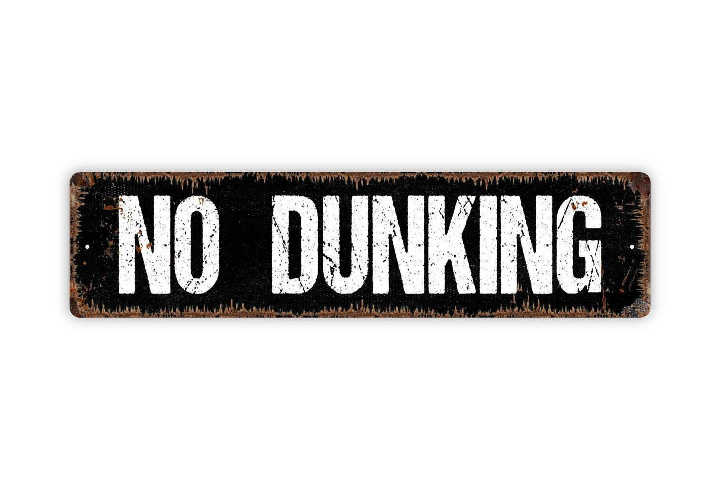 No Dunking Sign Metal or Vinyl Sticker | Basketball Court Sign | Funny Sports Sign | Rustic Gym Decor | Game Room Wall Art Sticker