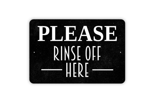 Please Rinse Off Here Sign - Beach Sand Swimming Pool Hot Tub Spa Metal Indoor or Outdoor Wall Art