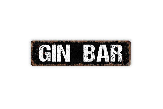 Gin Bar Sign - Pub Saloon Tavern Alcohol Drink Cocktails Vinyl Sticker Or  Street Metal Sign or Door Name Plate Plaque