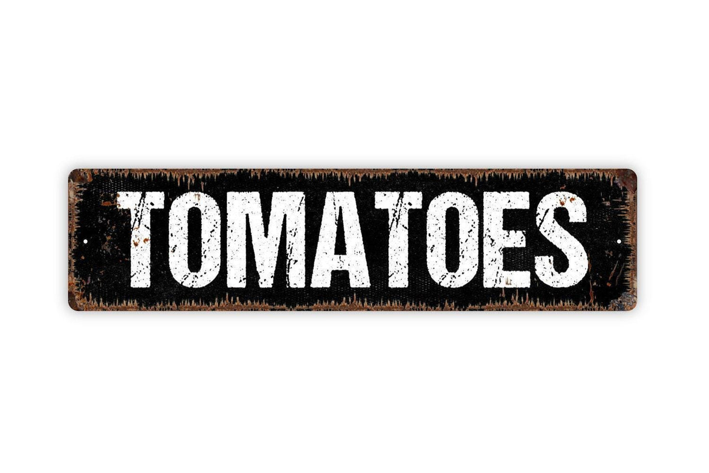 Tomatoes Sign - Vegetables Garden Marker Produce Fruit Farmers Market Vinyl Sticker Or  Street Metal Sign or Door Name Plate Plaque