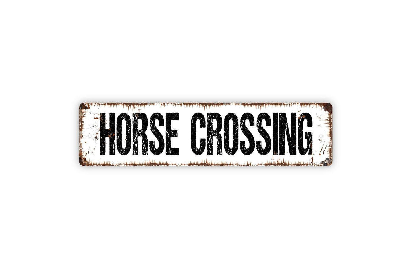 Horse Crossing Sign | Rustic Farmhouse Wall Sign for Barn, Ranch, or Pasture | Country Style Metal Sign or Vinyl Sticker Equestrian Décor