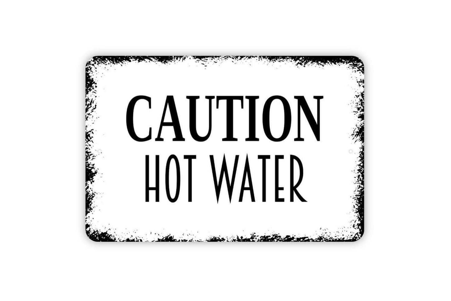 Caution Hot Water Sign | Safety Warning Bathroom Kitchen Laundry Room Sign | Metal Caution Sign or Vinyl Sticker