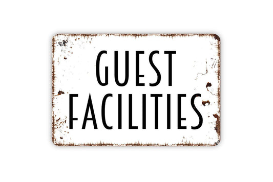Guest Facilities Sign, Metal Sign, Farmhouse Contemporary Modern Wall Metal Sign