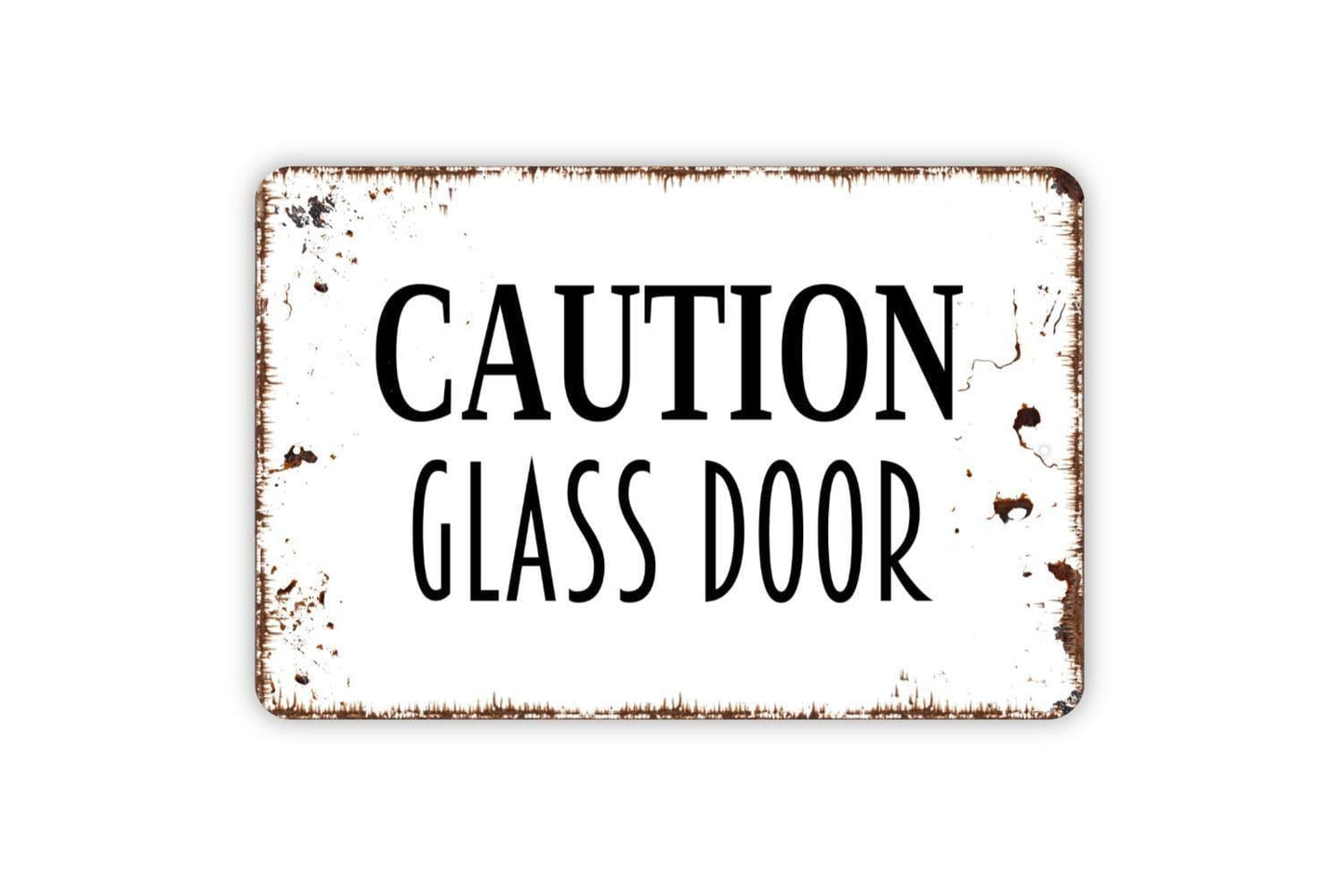 Caution Glass Door Sign | Safety Warning Entryway Notice | Metal Sign or Vinyl Sticker for Store Office School Business