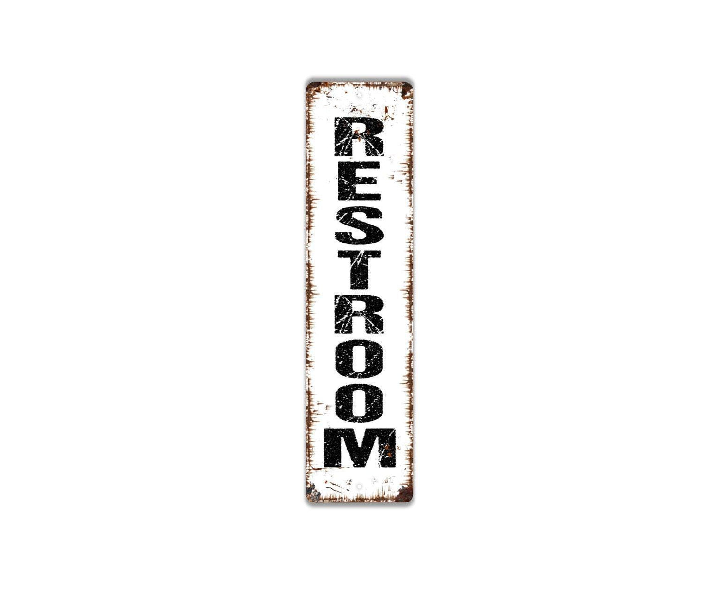 Vertical Restroom Sign - Bathroom Bath House Restroom Outdoor Or Indoor Vinyl Sticker Or  Street Metal Sign or Door Name Plate Plaque