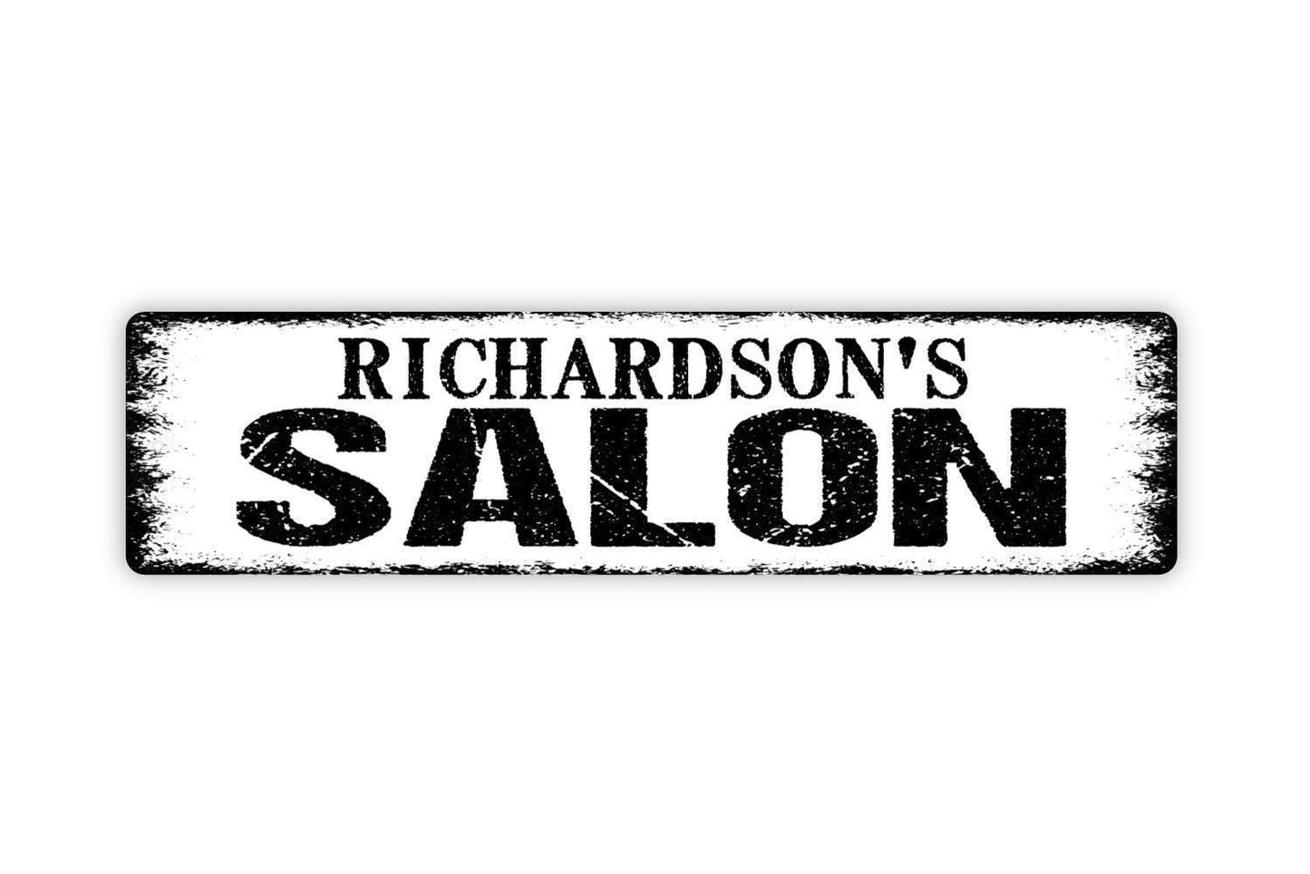Personalized Salon Sign - Hair Studio Stylist Barber Custom Metal Sign, Vinyl Sticker Or  Street Sign or Door Name Plate Plaque