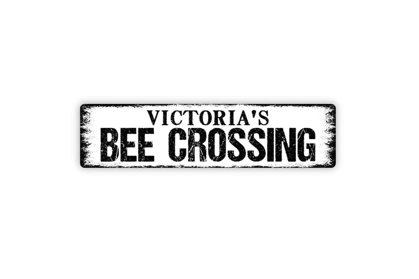Personalized Bee Crossing Sign - Custom Metal Sign, Vinyl Sticker Or  Street Sign or Door Name Plate Plaque