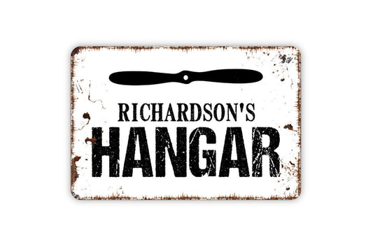 Personalized Hangar Sign - Custom Airplane Metal Wall Art