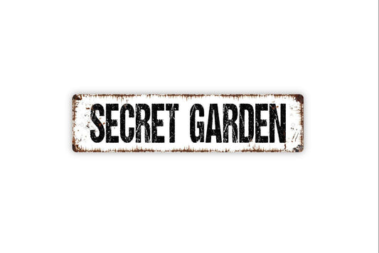 Secret Garden Sign | Whimsical Outdoor Garden, Patio, or Greenhouse Wall Décor | Enchanted Yard Metal Sign or Vinyl Sticker Gift Idea