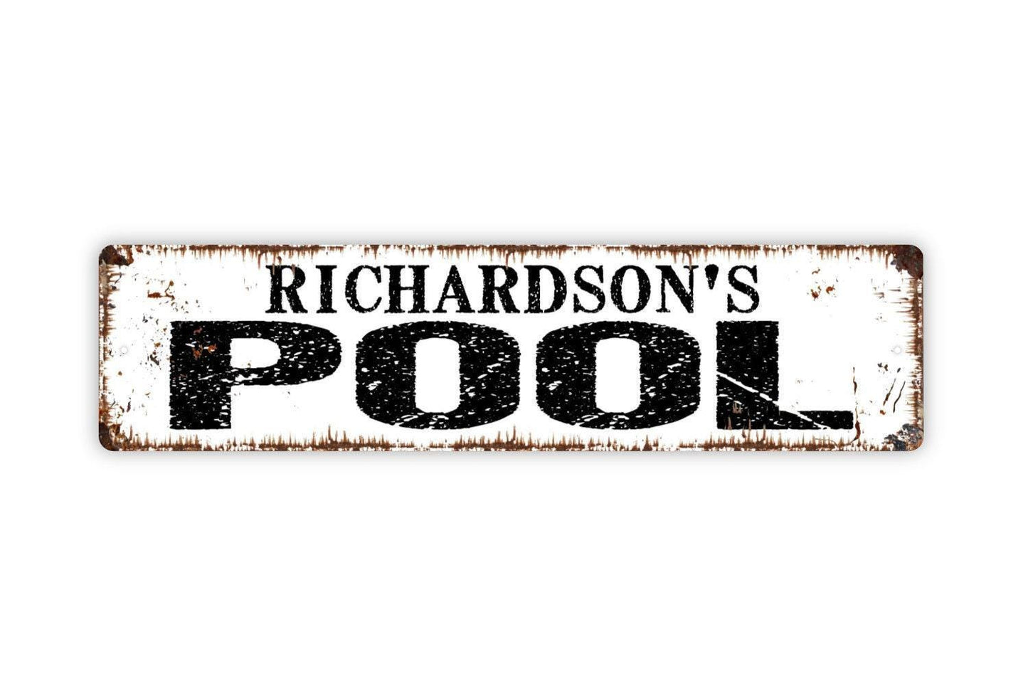 Personalized Pool Sign | Custom Rustic Farmhouse Wall Sign for Backyard, Patio, or Pool House | Metal Sign or Vinyl Sticker Outdoor Décor